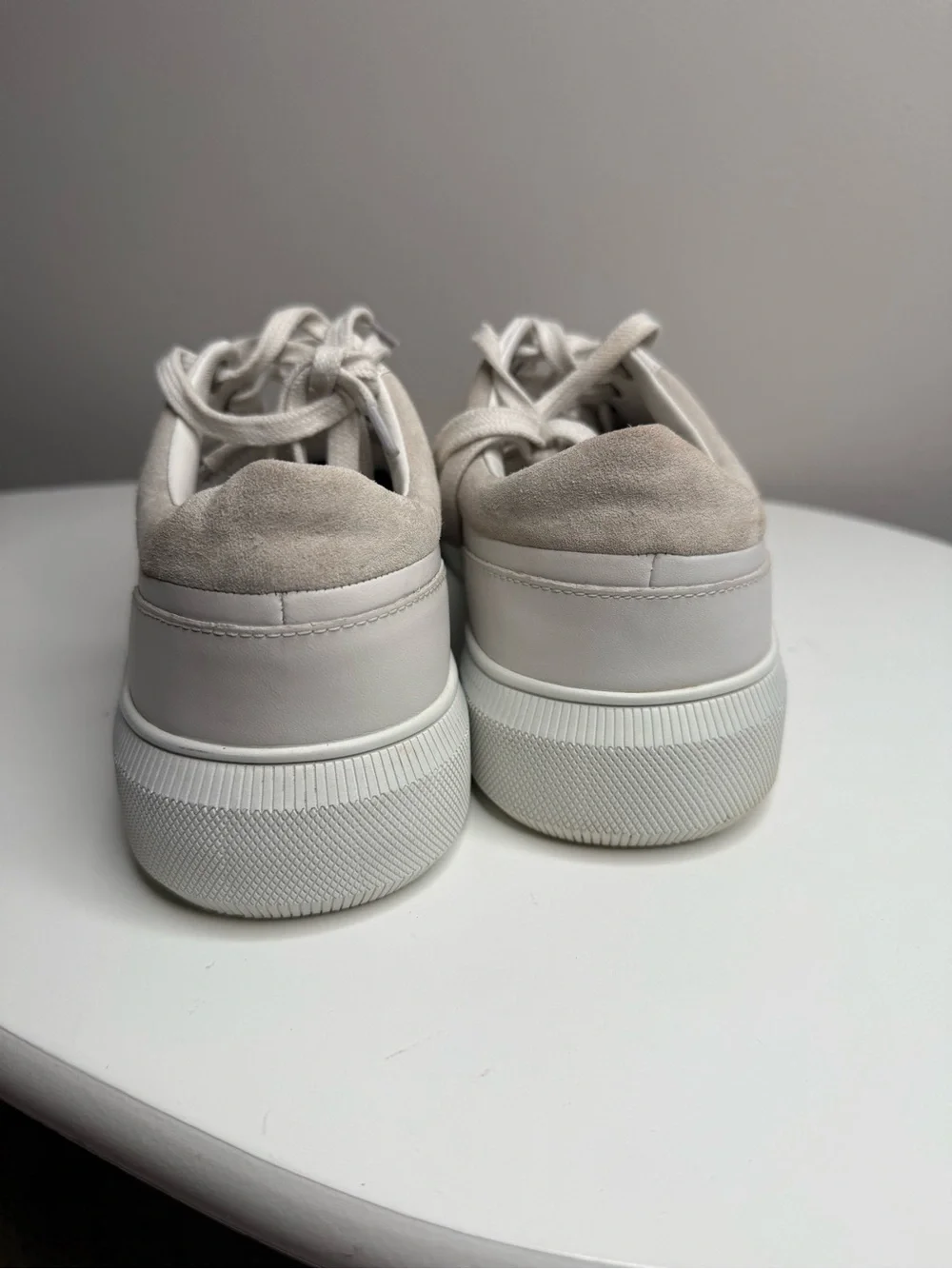 Vince White Leather Low-Top Sneakers